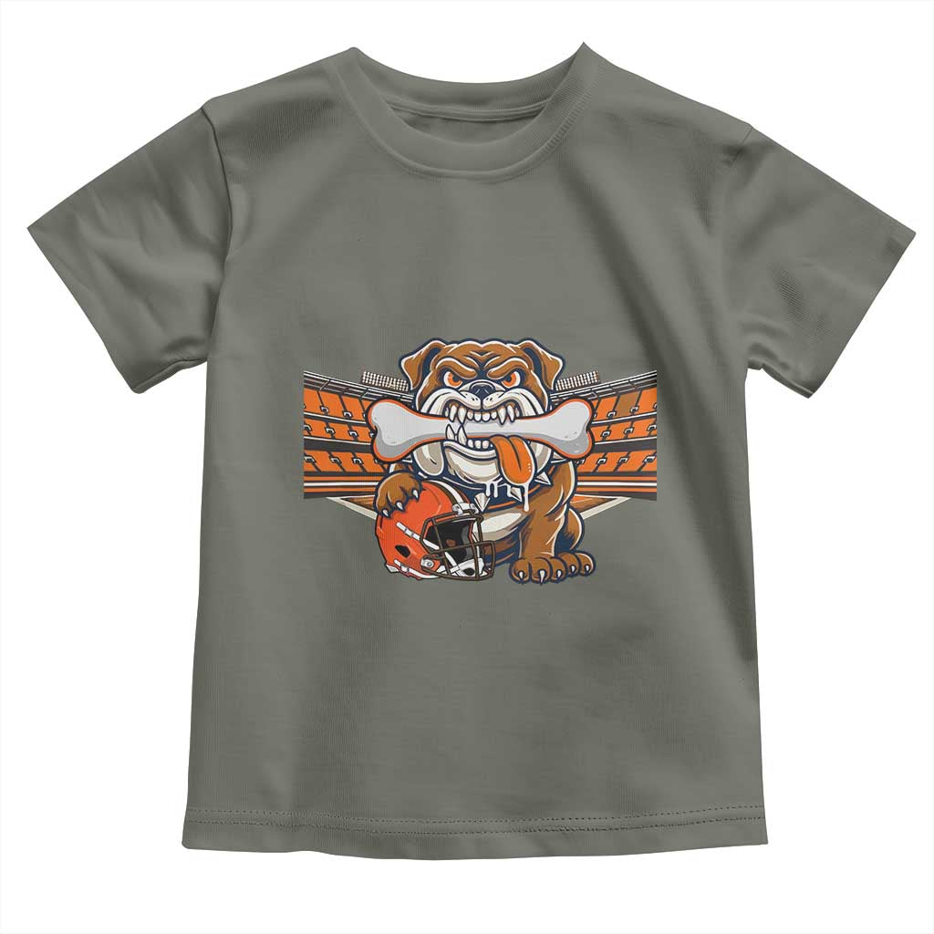 Funny Bulldog Football Lover Toddler T Shirt Game Day Fan Lifestyle TS12 Military Green Print Your Wear