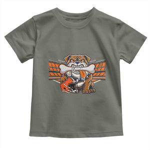 Funny Bulldog Football Lover Toddler T Shirt Game Day Fan Lifestyle TS12 Military Green Print Your Wear