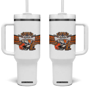 Funny Bulldog Football Lover Tumbler With Handle Game Day Fan Lifestyle TS12 One Size: 40 oz White Print Your Wear