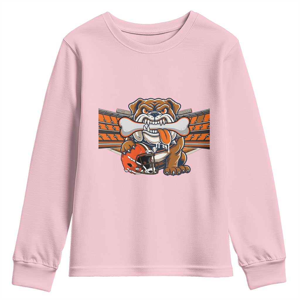 Funny Bulldog Football Lover Youth Sweatshirt Game Day Fan Lifestyle TS12 Light Pink Print Your Wear
