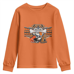 Funny Bulldog Football Lover Youth Sweatshirt Game Day Fan Lifestyle TS12 Orange Print Your Wear