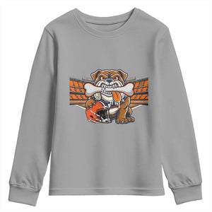 Funny Bulldog Football Lover Youth Sweatshirt Game Day Fan Lifestyle TS12 Sport Gray Print Your Wear