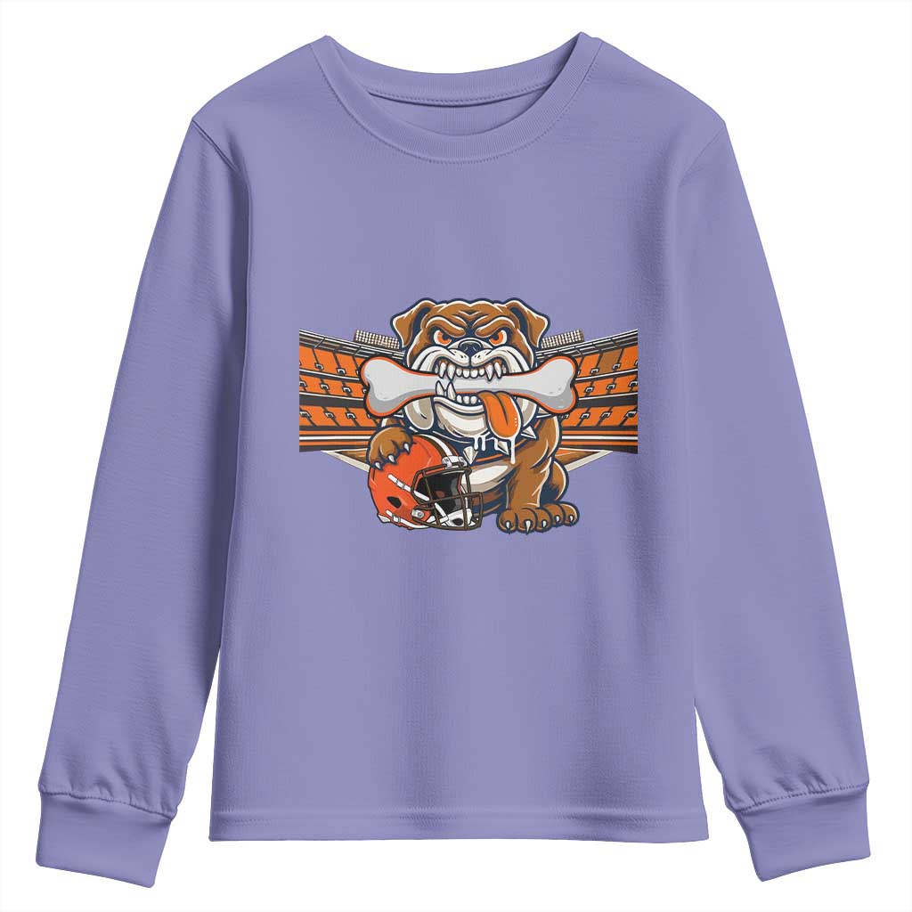 Funny Bulldog Football Lover Youth Sweatshirt Game Day Fan Lifestyle TS12 Violet Print Your Wear