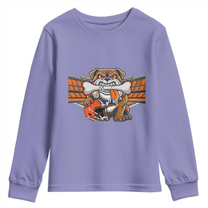 Funny Bulldog Football Lover Youth Sweatshirt Game Day Fan Lifestyle TS12 Violet Print Your Wear