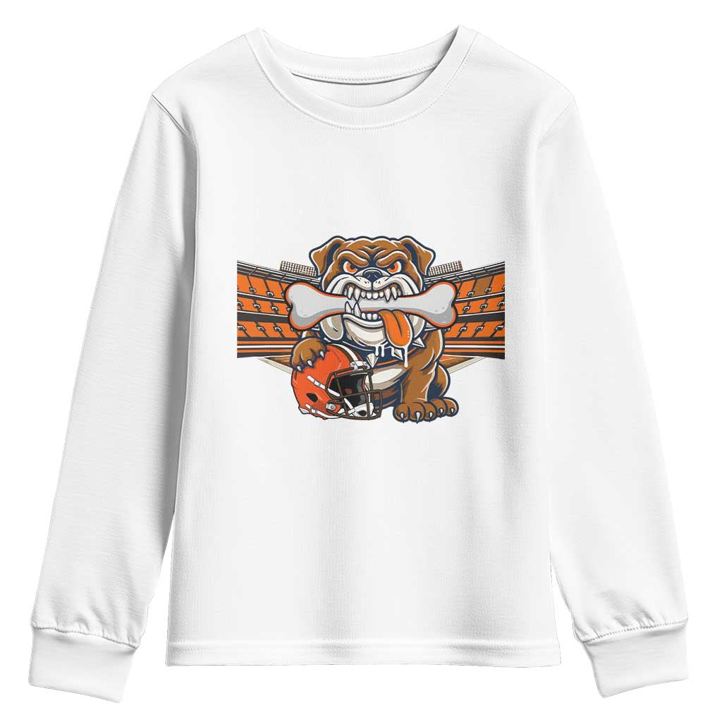 Funny Bulldog Football Lover Youth Sweatshirt Game Day Fan Lifestyle TS12 White Print Your Wear