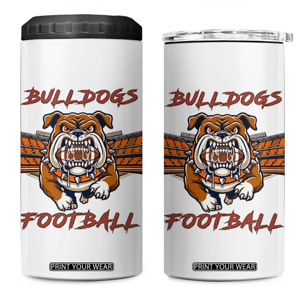 Bulldog Football Lover 4 in 1 Can Cooler Tumbler Midwest Game Day Lifestyle TS12 One Size: 16 oz White Print Your Wear