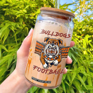 Bulldog Football Lover Glass Can Midwest Game Day Lifestyle TS12 White Print Your Wear