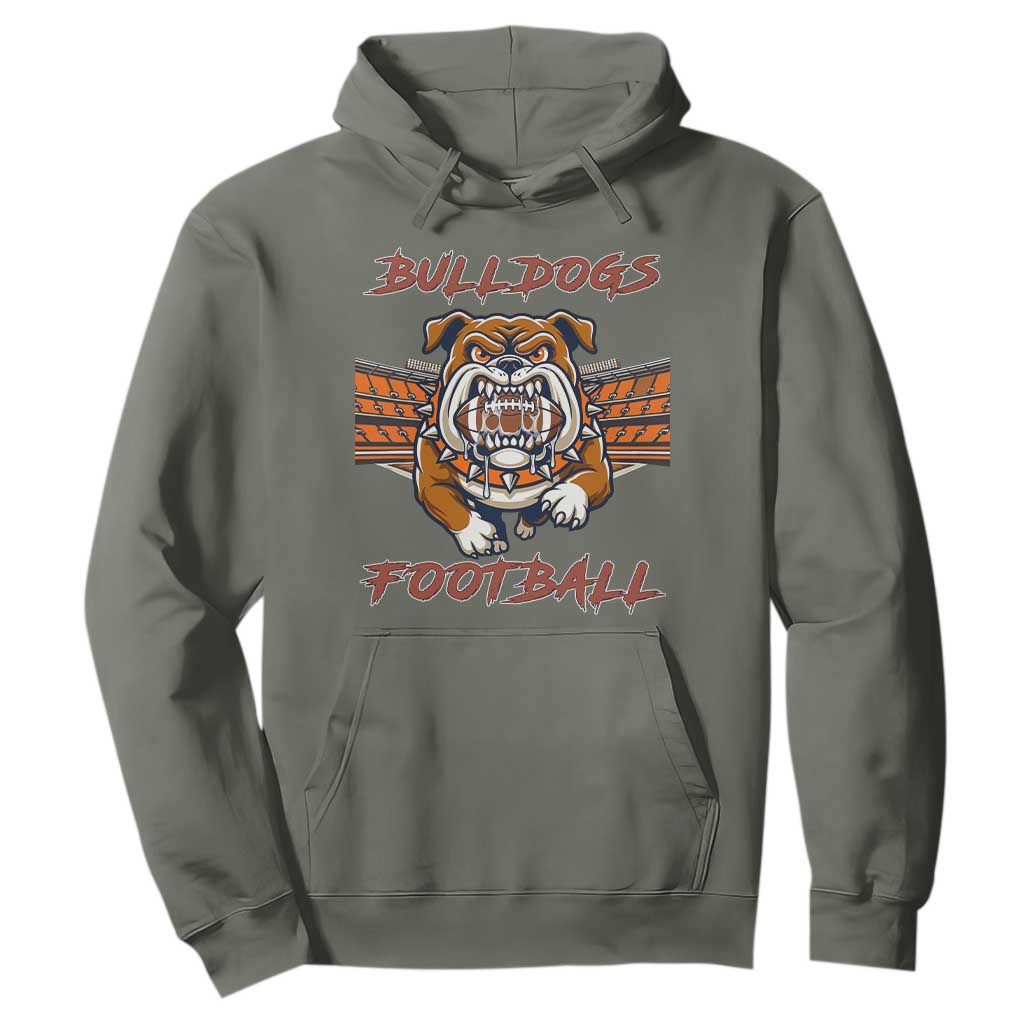 Bulldog Football Lover Hoodie Midwest Game Day Lifestyle TS12 Military Green Print Your Wear