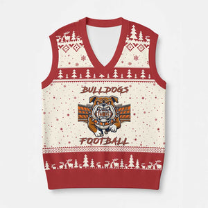 Bulldog Football Lover V-Neck Knit Sweater Vest Midwest Game Day Lifestyle TS12 Beige Red Print Your Wear