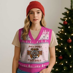 Bulldog Football Lover V-Neck Knit Sweater Vest Midwest Game Day Lifestyle TS12 Hot Pink Print Your Wear