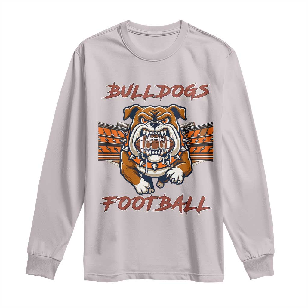 Bulldog Football Lover Long Sleeve Shirt Midwest Game Day Lifestyle TS12 Ice Gray Print Your Wear