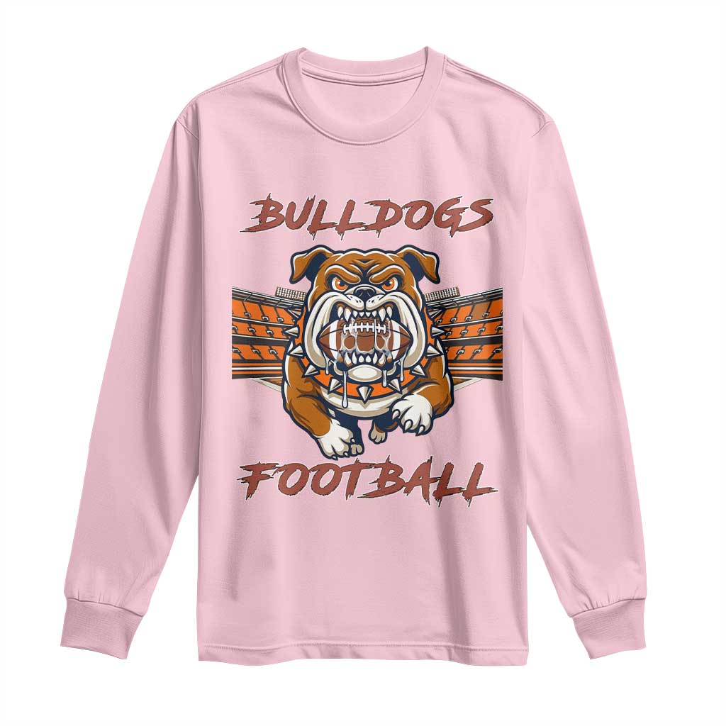 Bulldog Football Lover Long Sleeve Shirt Midwest Game Day Lifestyle TS12 Light Pink Print Your Wear
