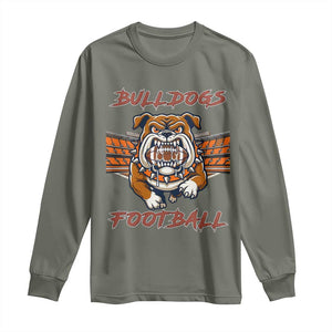 Bulldog Football Lover Long Sleeve Shirt Midwest Game Day Lifestyle TS12 Military Green Print Your Wear