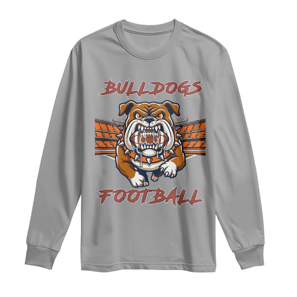 Bulldog Football Lover Long Sleeve Shirt Midwest Game Day Lifestyle TS12 Sport Gray Print Your Wear