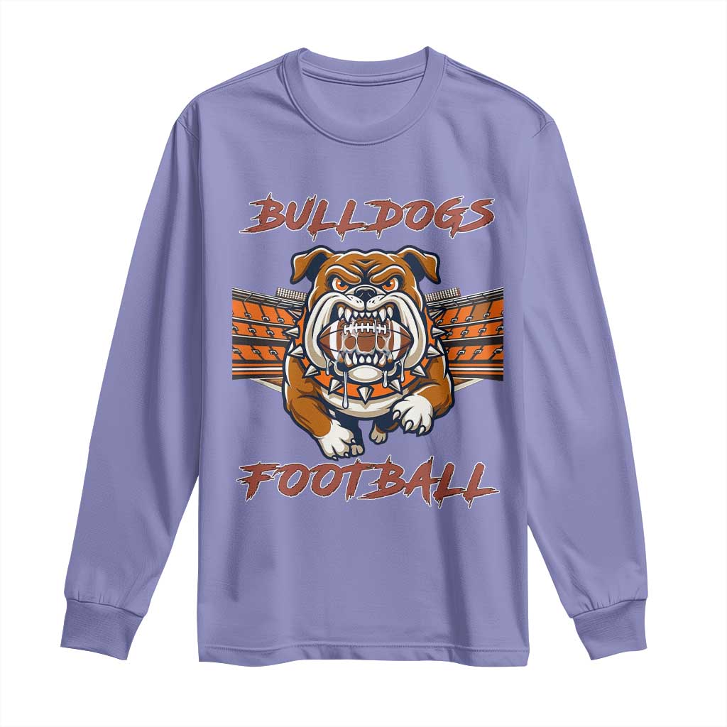 Bulldog Football Lover Long Sleeve Shirt Midwest Game Day Lifestyle TS12 Violet Print Your Wear