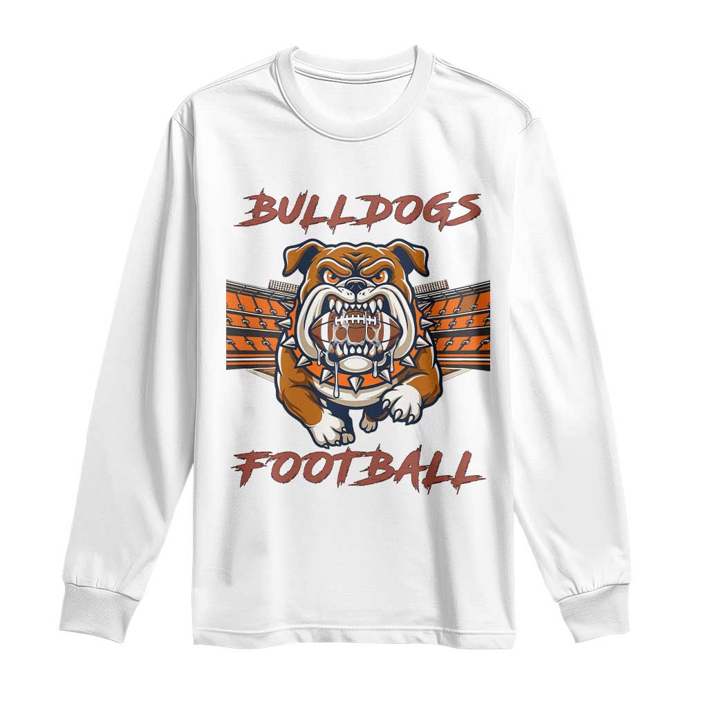 Bulldog Football Lover Long Sleeve Shirt Midwest Game Day Lifestyle TS12 White Print Your Wear