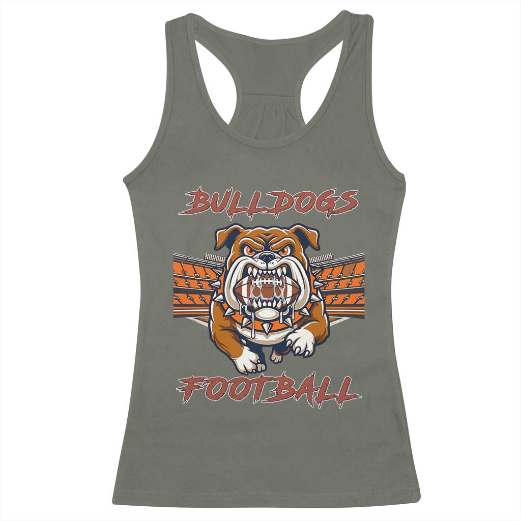 Bulldog Football Lover Racerback Tank Top Midwest Game Day Lifestyle TS12 Military Green Print Your Wear