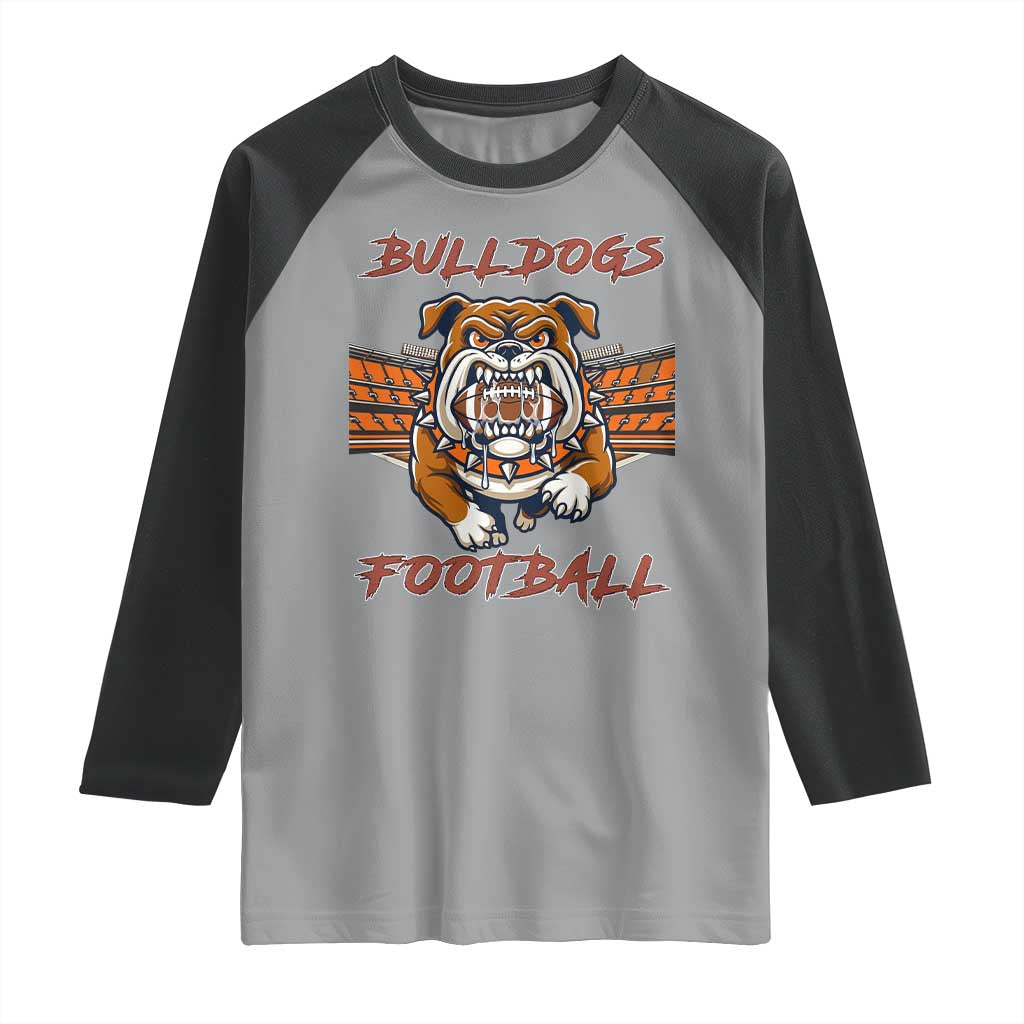 Bulldog Football Lover Raglan Shirt Midwest Game Day Lifestyle TS12 Sport Gray Black Print Your Wear