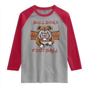 Bulldog Football Lover Raglan Shirt Midwest Game Day Lifestyle TS12 Sport Gray Red Print Your Wear
