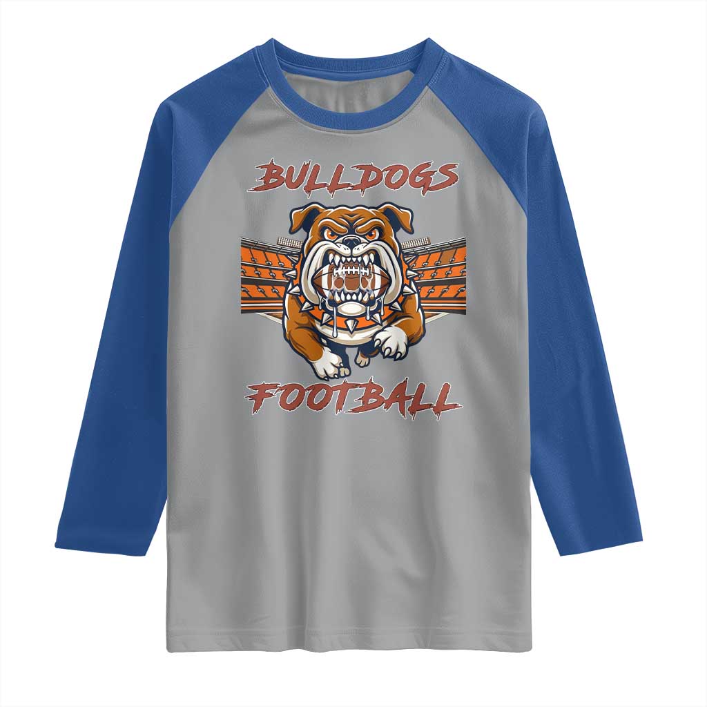 Bulldog Football Lover Raglan Shirt Midwest Game Day Lifestyle TS12 Sport Gray Royal Print Your Wear