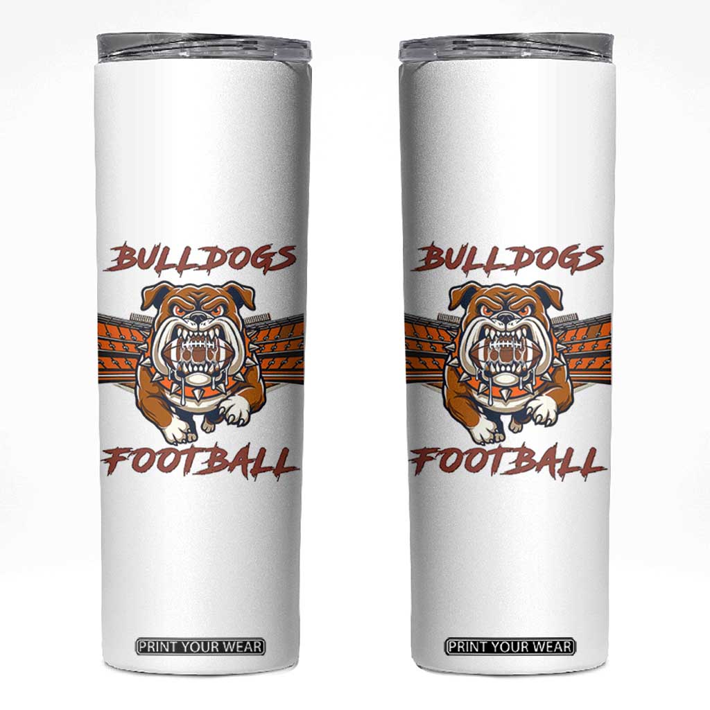 Bulldog Football Lover Skinny Tumbler Midwest Game Day Lifestyle TS12 White Print Your Wear