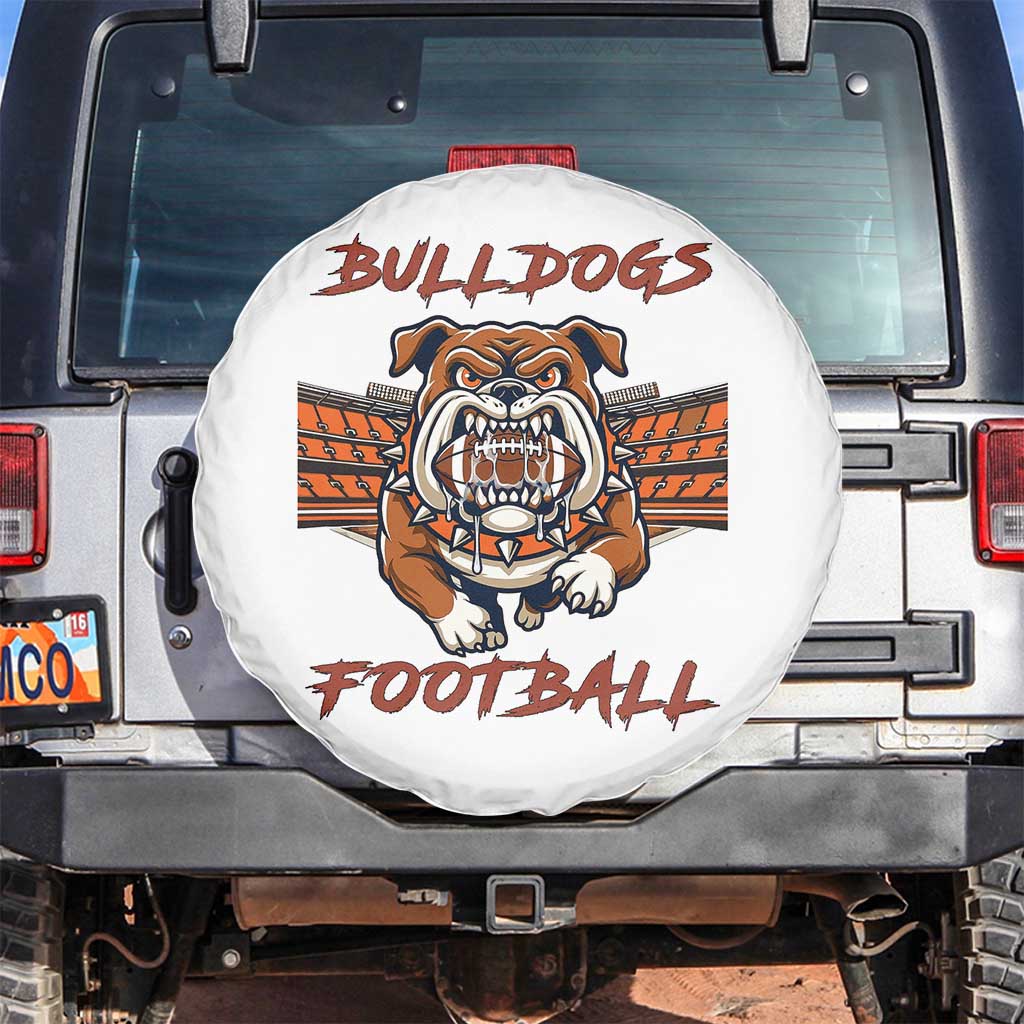 Bulldog Football Lover Spare Tire Cover Midwest Game Day Lifestyle TS12 No hole Black Print Your Wear