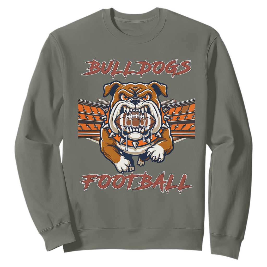 Bulldog Football Lover Sweatshirt Midwest Game Day Lifestyle TS12 Military Green Print Your Wear