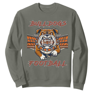Bulldog Football Lover Sweatshirt Midwest Game Day Lifestyle TS12 Military Green Print Your Wear