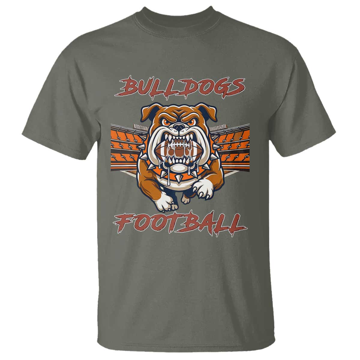 Bulldog Football Lover T Shirt Midwest Game Day Lifestyle TS12 Military Green Print Your Wear