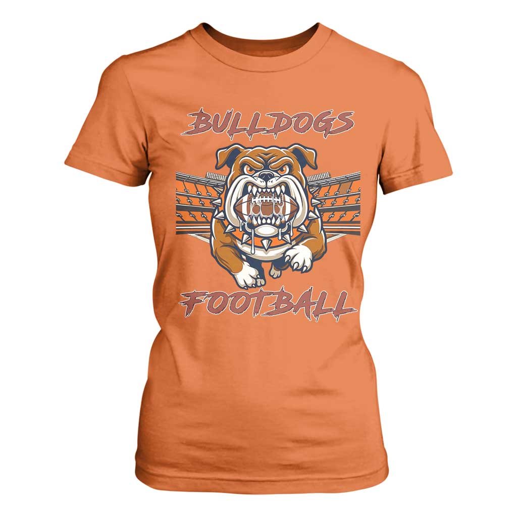 Bulldog Football Lover T Shirt For Women Midwest Game Day Lifestyle TS12 Orange Print Your Wear