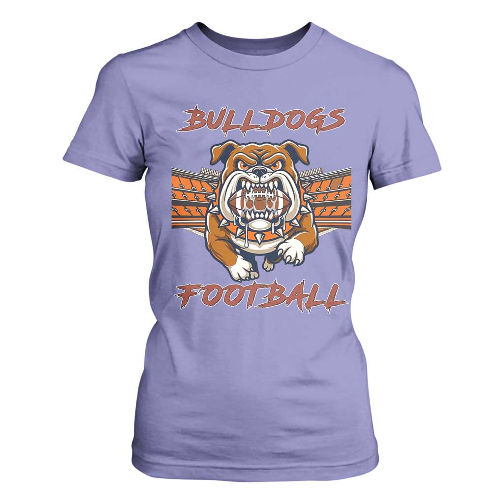 Bulldog Football Lover T Shirt For Women Midwest Game Day Lifestyle TS12 Violet Print Your Wear