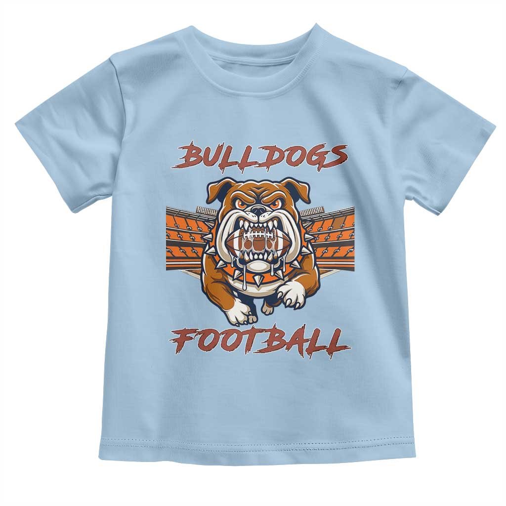 Bulldog Football Lover Toddler T Shirt Midwest Game Day Lifestyle TS12 Light Blue Print Your Wear