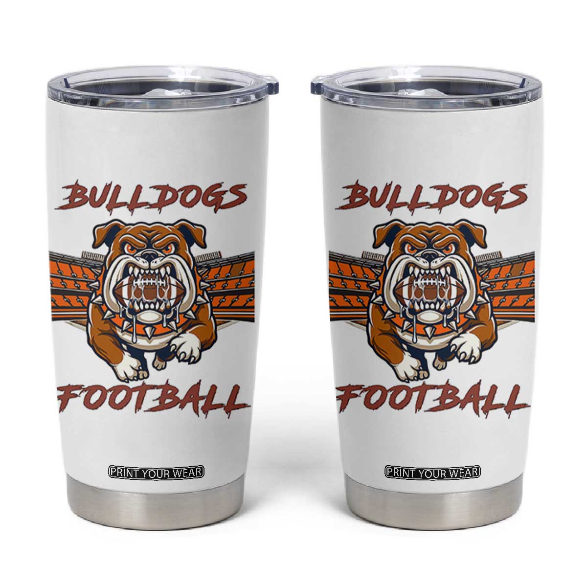 Bulldog Football Lover Tumbler Cup Midwest Game Day Lifestyle TS12 White Print Your Wear