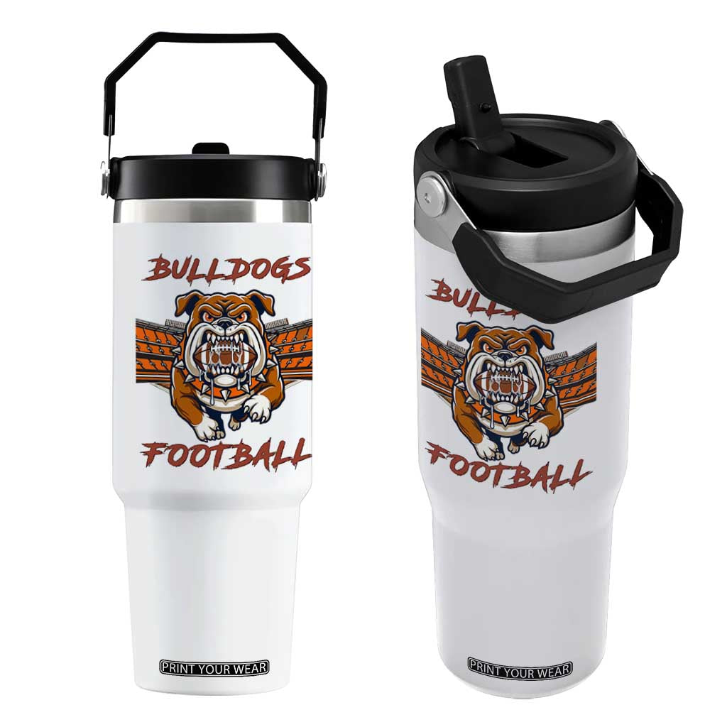 Bulldog Football Lover Flip Straw Tumbler Midwest Game Day Lifestyle TS12 One Size: 30 oz White Print Your Wear
