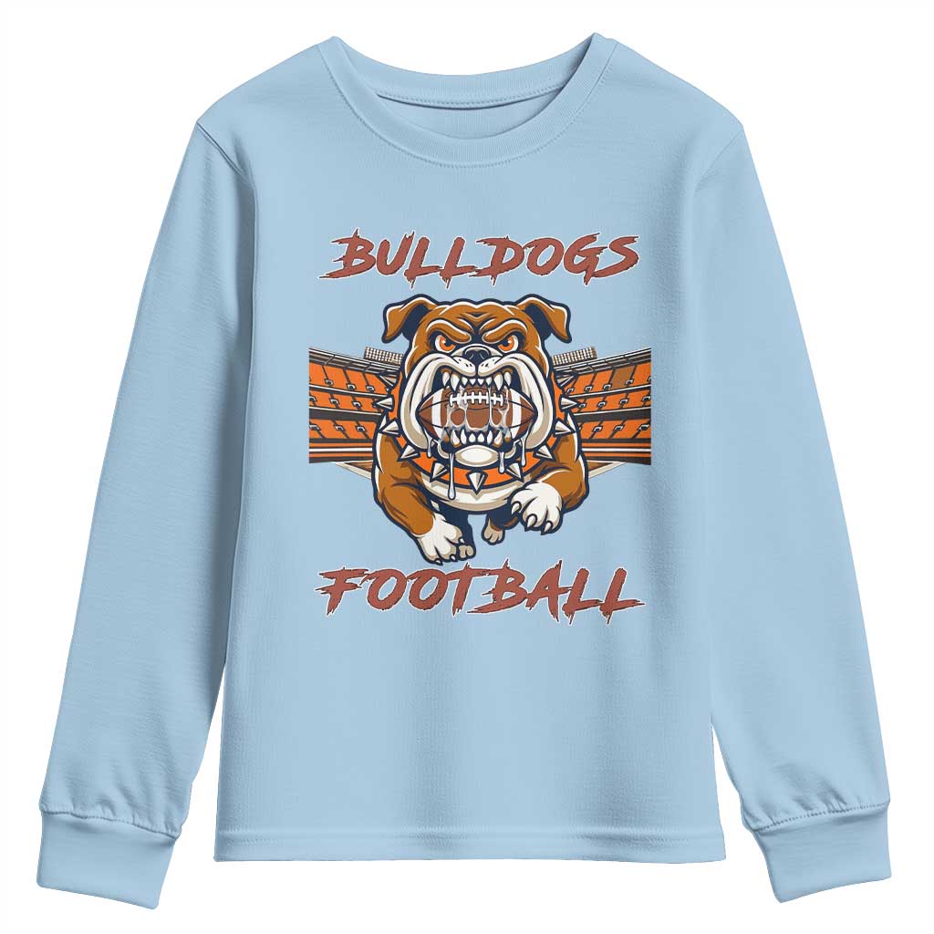 Bulldog Football Lover Youth Sweatshirt Midwest Game Day Lifestyle TS12 Light Blue Print Your Wear