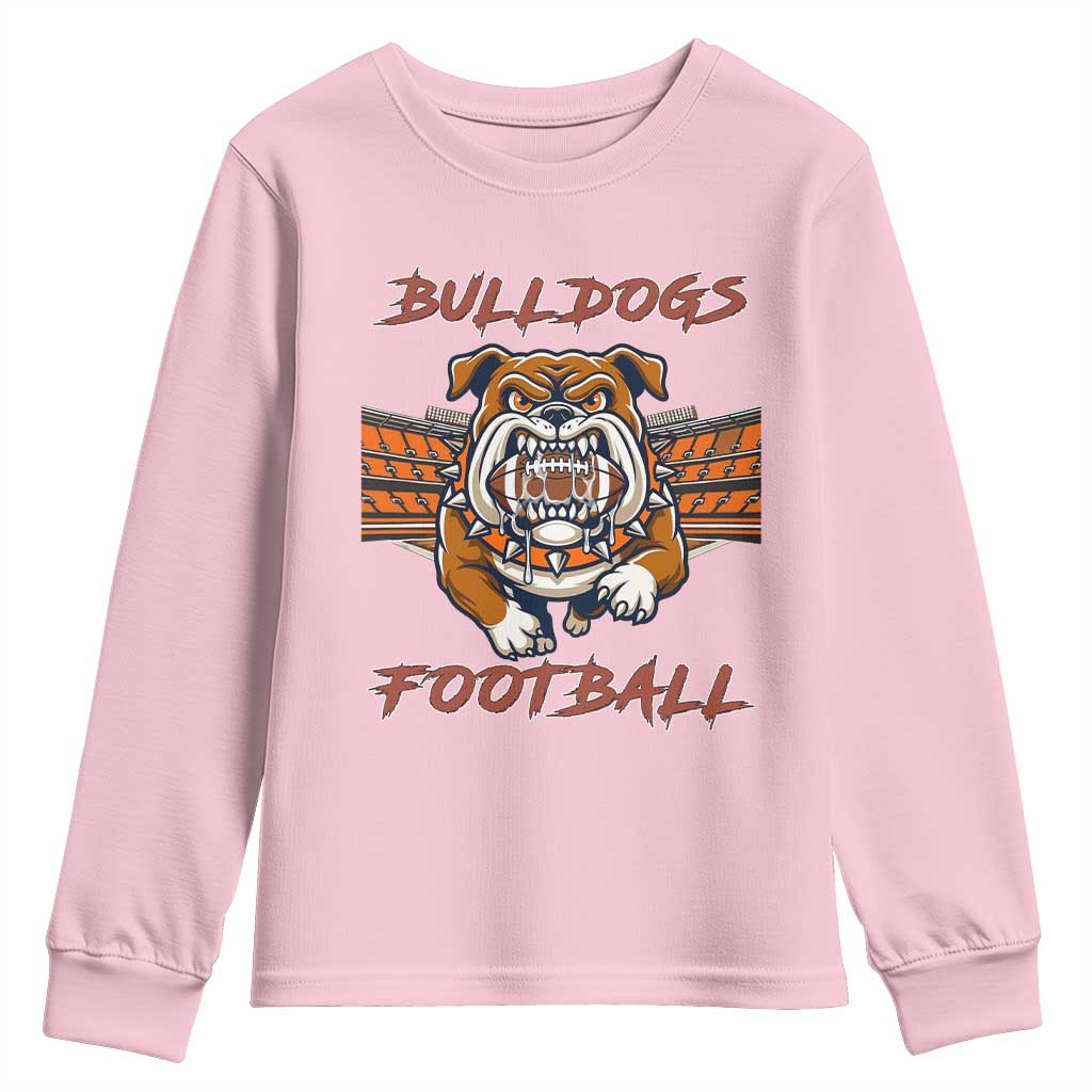 Bulldog Football Lover Youth Sweatshirt Midwest Game Day Lifestyle TS12 Light Pink Print Your Wear