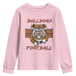 Bulldog Football Lover Youth Sweatshirt Midwest Game Day Lifestyle TS12 Light Pink Print Your Wear