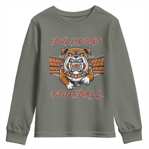 Bulldog Football Lover Youth Sweatshirt Midwest Game Day Lifestyle TS12 Military Green Print Your Wear