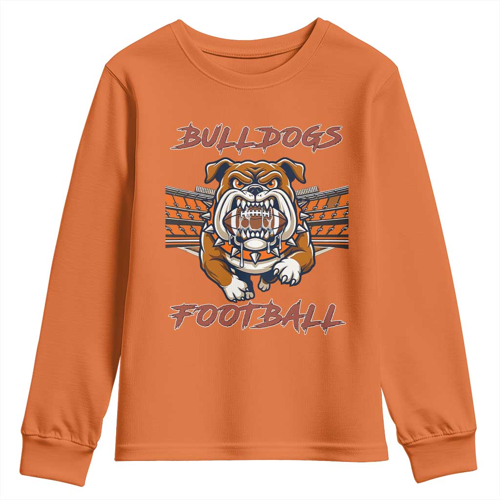 Bulldog Football Lover Youth Sweatshirt Midwest Game Day Lifestyle TS12 Orange Print Your Wear
