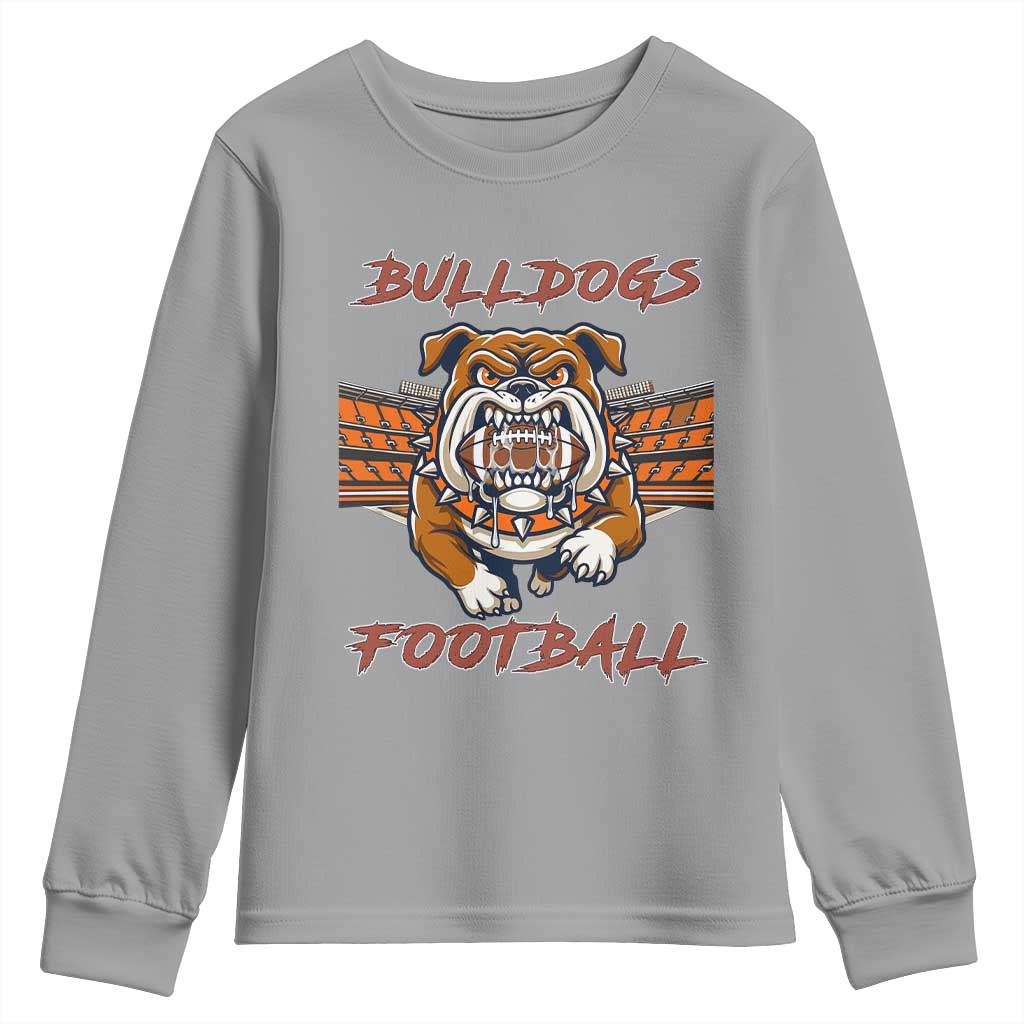 Bulldog Football Lover Youth Sweatshirt Midwest Game Day Lifestyle TS12 Sport Gray Print Your Wear