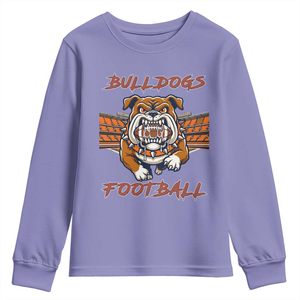 Bulldog Football Lover Youth Sweatshirt Midwest Game Day Lifestyle TS12 Violet Print Your Wear