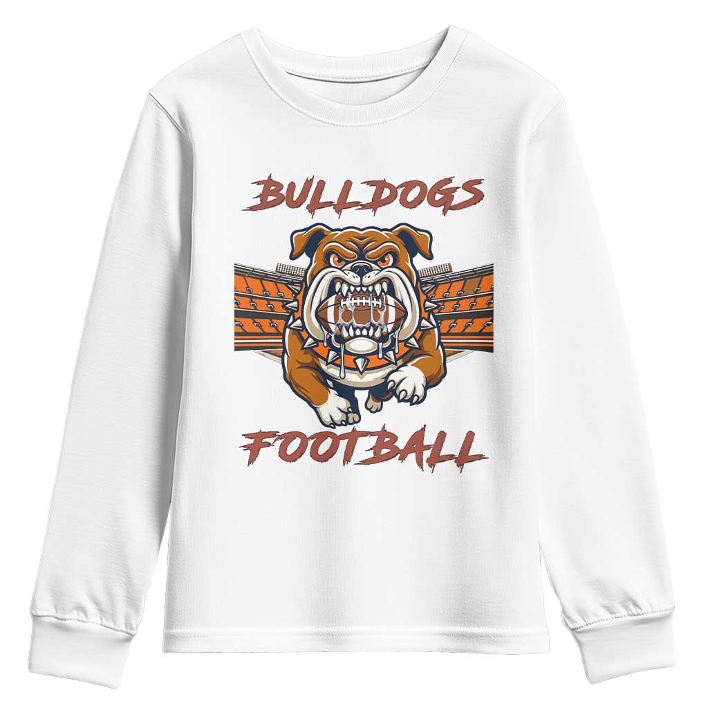 Bulldog Football Lover Youth Sweatshirt Midwest Game Day Lifestyle TS12 White Print Your Wear