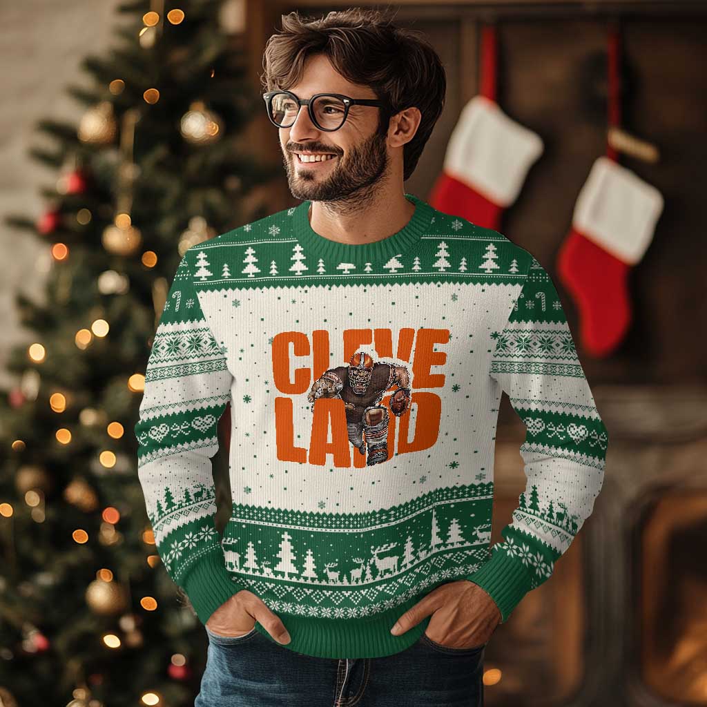 CFBB Midwest Football Player Gift Ugly Christmas Sweater TS12 Beige Green Print Your Wear