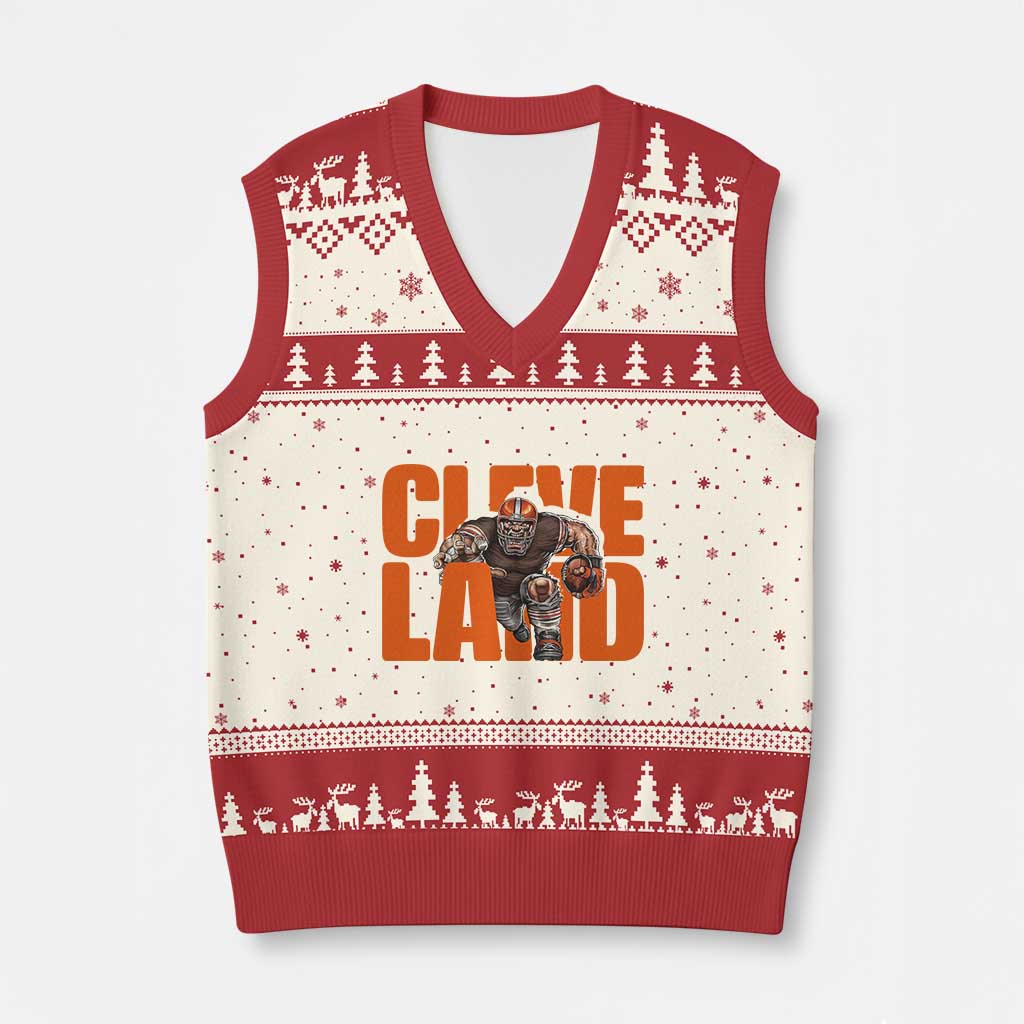 CFBB Midwest Football Player Gift V-Neck Knit Sweater Vest TS12 Beige Red Print Your Wear