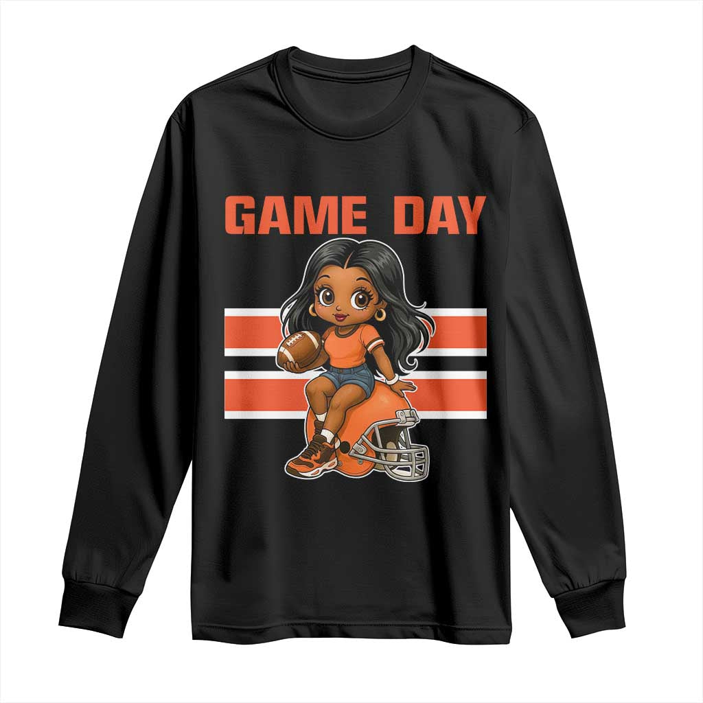 Funny Game Day Cute Girl Long Sleeve Shirt Midwest Football Player Gift TS12 Black Print Your Wear