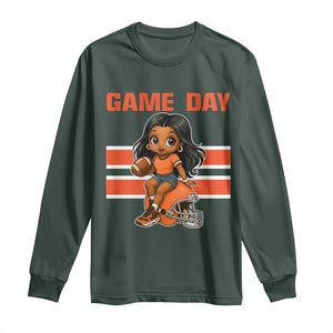 Funny Game Day Cute Girl Long Sleeve Shirt Midwest Football Player Gift TS12 Dark Forest Green Print Your Wear