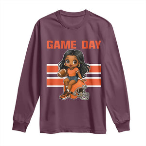 Funny Game Day Cute Girl Long Sleeve Shirt Midwest Football Player Gift TS12 Maroon Print Your Wear