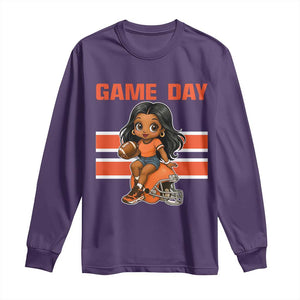 Funny Game Day Cute Girl Long Sleeve Shirt Midwest Football Player Gift TS12 Purple Print Your Wear