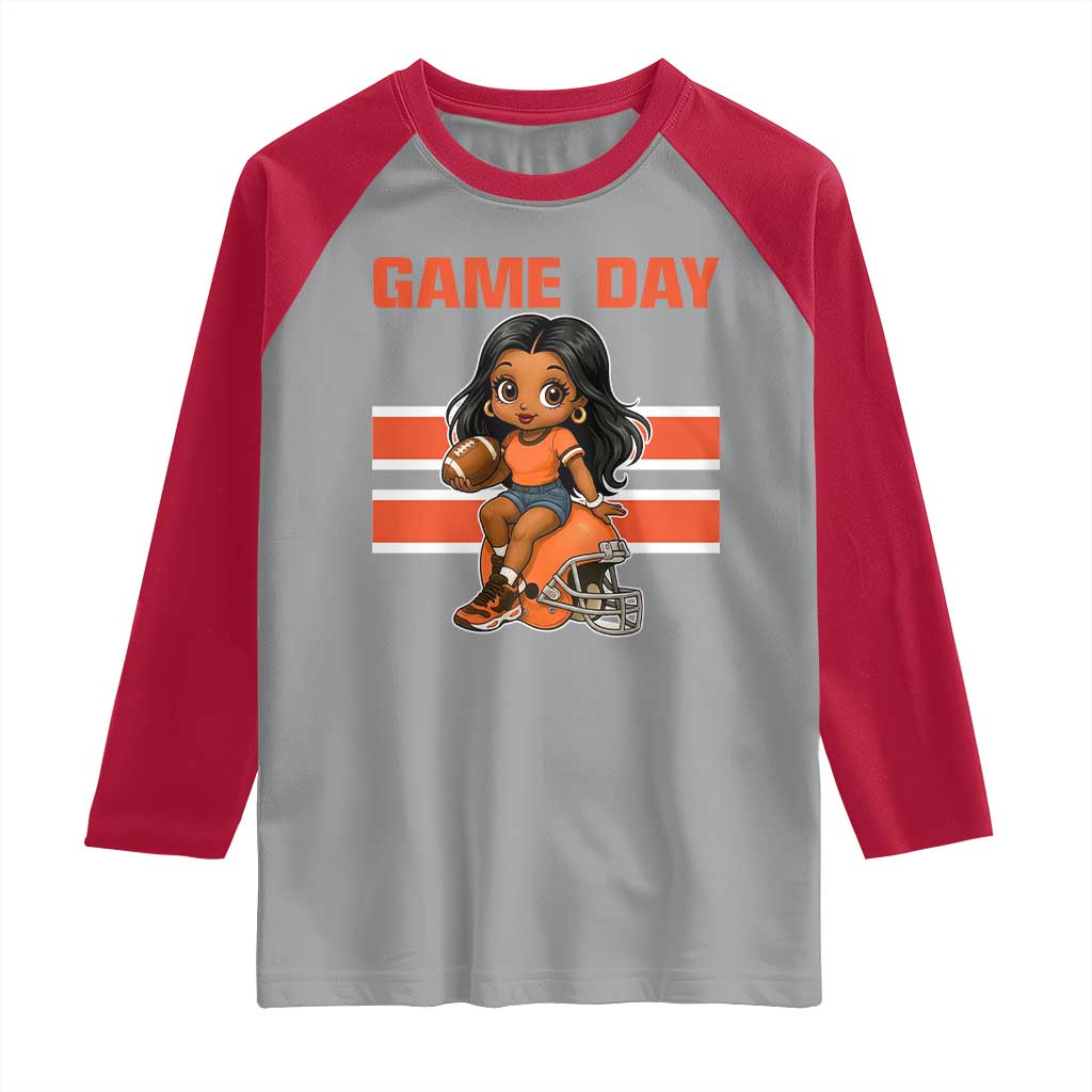 Funny Game Day Cute Girl Raglan Shirt Midwest Football Player Gift TS12 Sport Gray Red Print Your Wear
