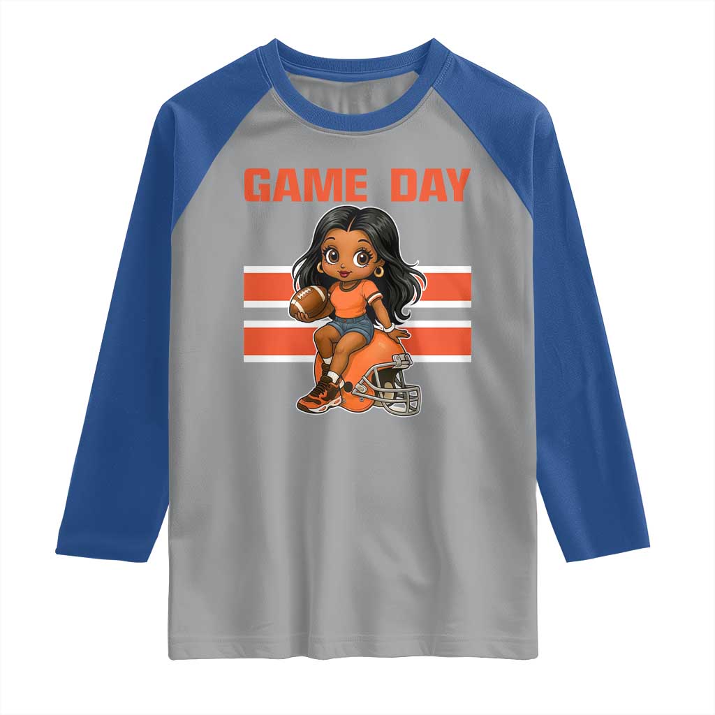 Funny Game Day Cute Girl Raglan Shirt Midwest Football Player Gift TS12 Sport Gray Royal Print Your Wear